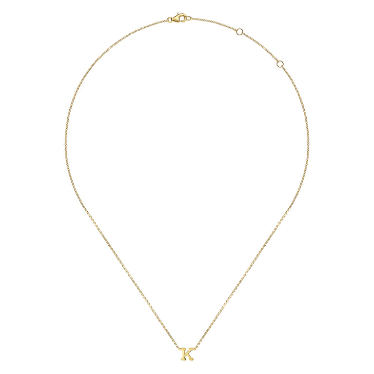 14K Yellow Gold K Initial Necklace - Shot 2