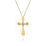 14K Yellow Gold Kite Pyramid Diamond Cross Necklace - 0.04 ct