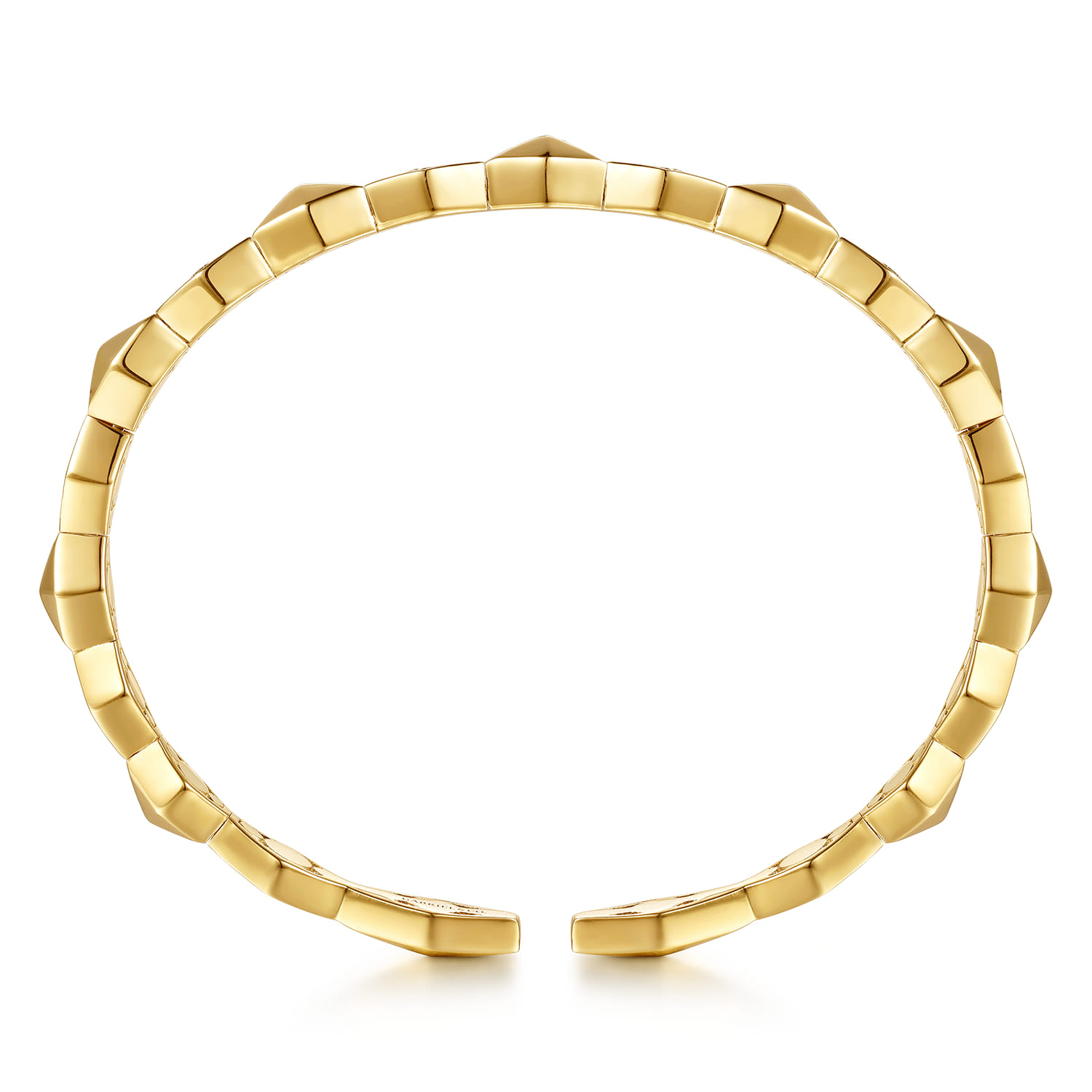 14K Yellow Gold Kite Pyramid Diamond Cuff Bangle Bracelet - 0.35 ct - Shot 3