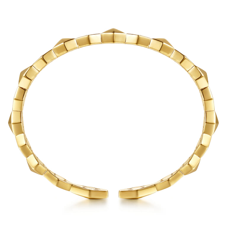 14K Yellow Gold Kite Pyramid Diamond Hard Cuff Bangle Bracelet - 0.35 ct - Shot 3