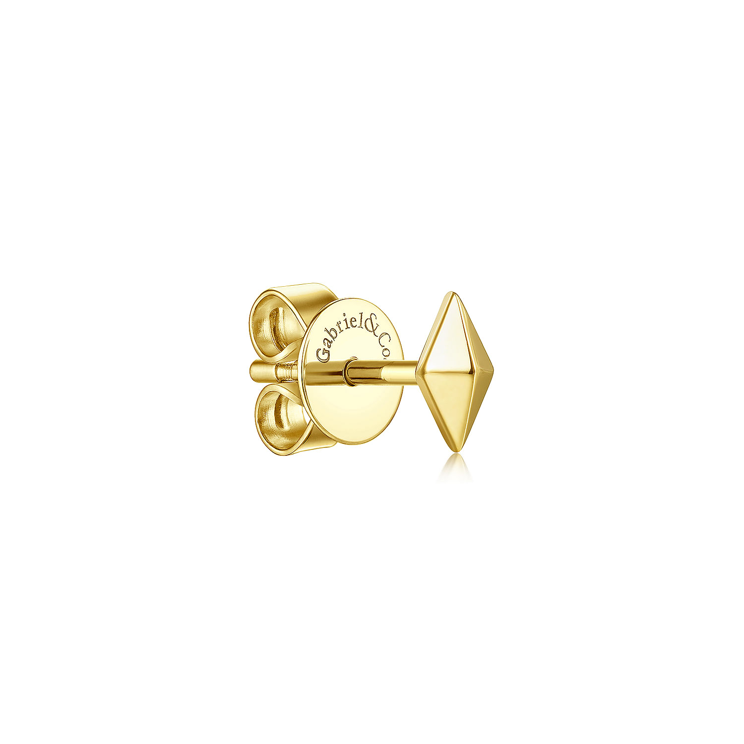 14K Yellow Gold Kite Shape Single Stud Earring