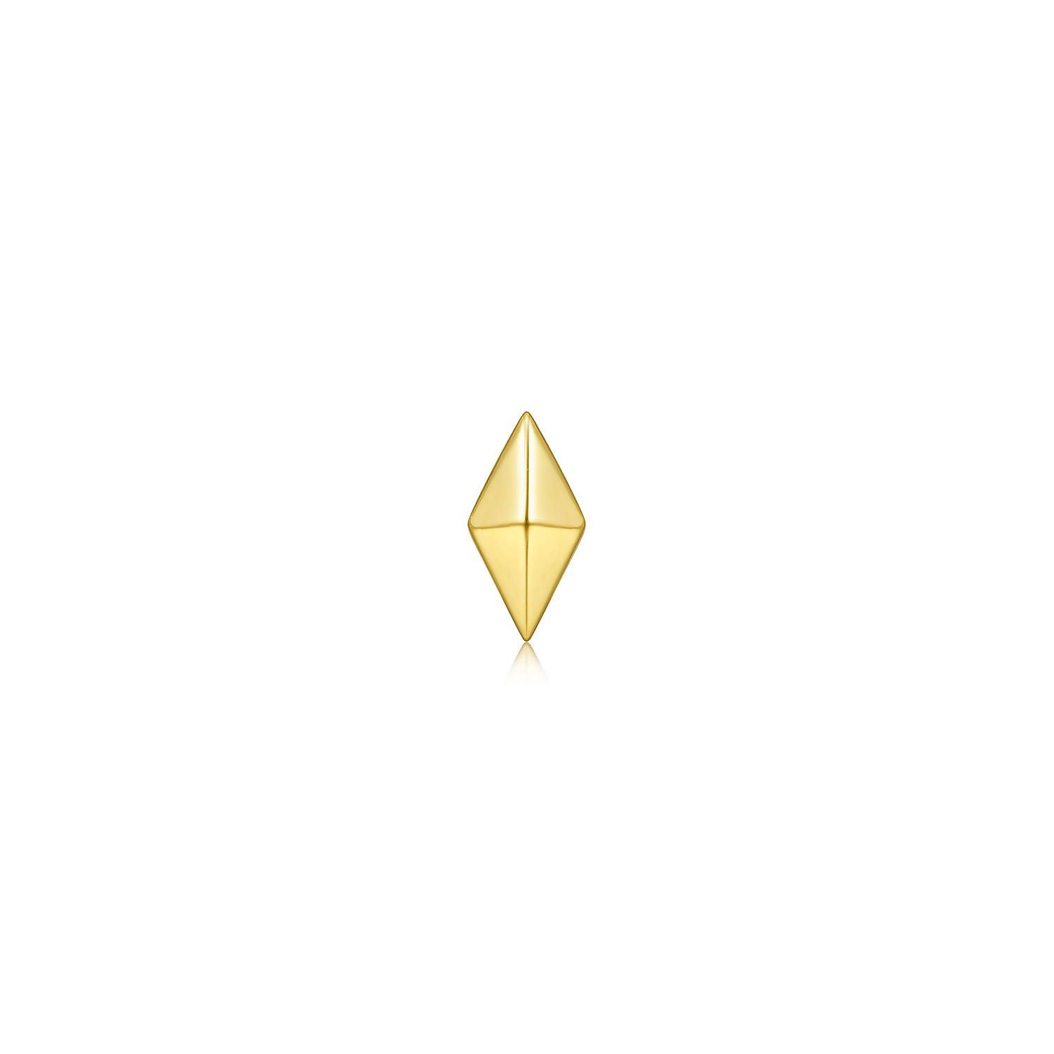 14K Yellow Gold Kite Shape Single Stud Earring