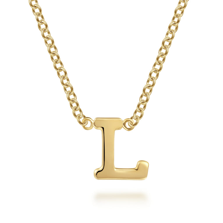 14K Yellow Gold L Initial Necklace - Shot 1