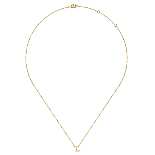 14K Yellow Gold L Initial Necklace - Shot 2