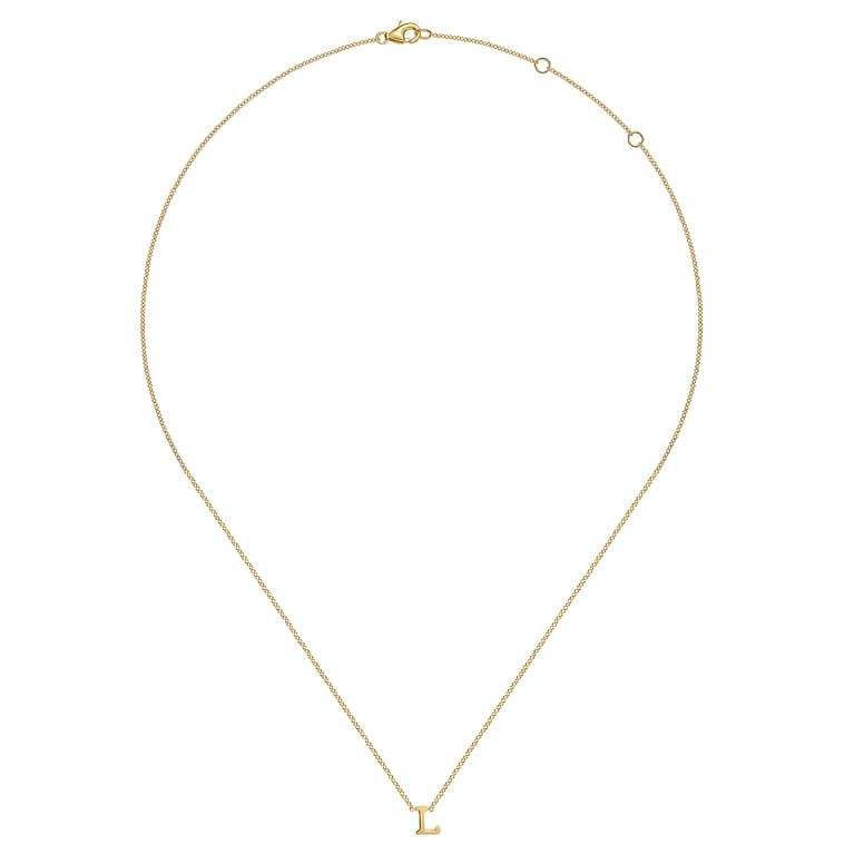 14K Yellow Gold L Initial Necklace - Shot 2