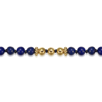 14K Yellow Gold Lapis Beads Bracelet