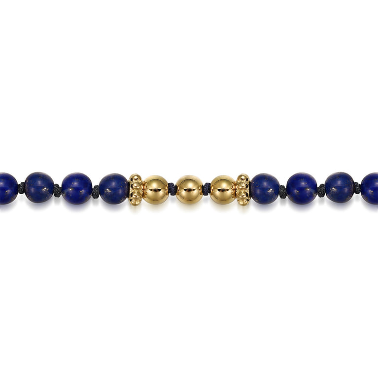 14K Yellow Gold Lapis Beads Bracelet - Shot 2