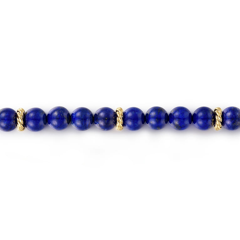 14K Yellow Gold Lapis Beads Bracelet - Shot 2