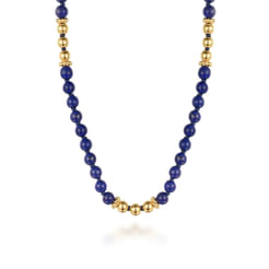 14K Yellow Gold Lapis Beads Necklace