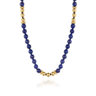 14K Yellow Gold Lapis Beads Necklace