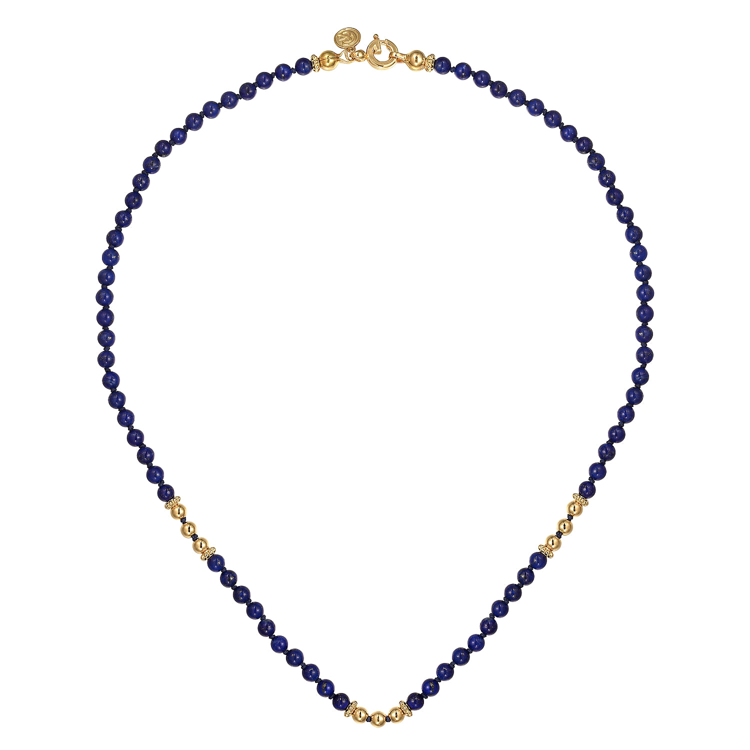 14K Yellow Gold Lapis Beads Necklace - Shot 2