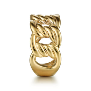 14K Yellow Gold Large Link Wide Band Ring