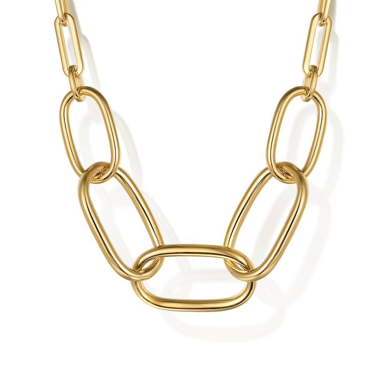 14K Yellow Gold Large Oval Link Chain Necklace - Shot 1