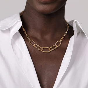 14K Yellow Gold Large Oval Link Chain Necklace