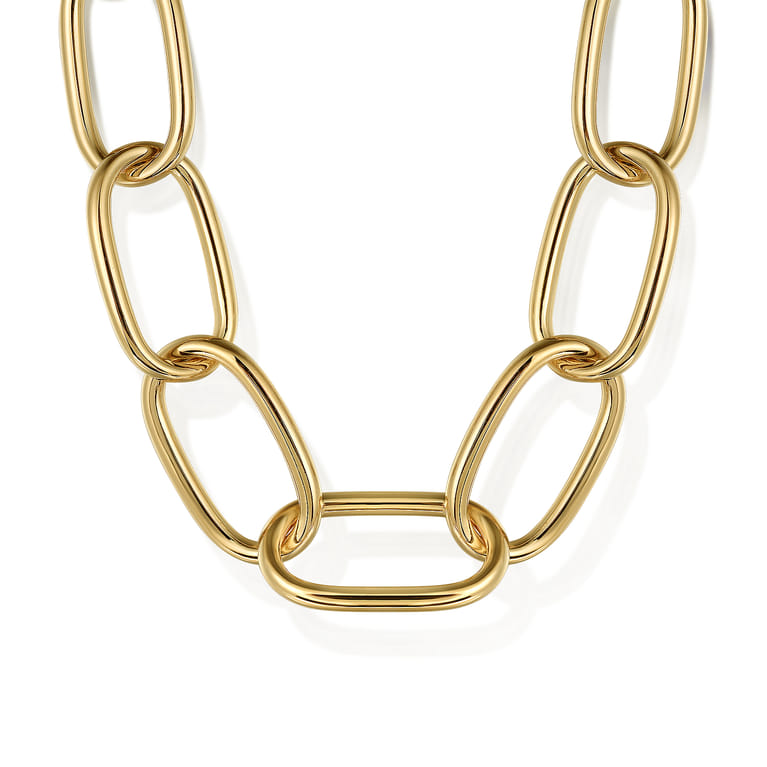 14K Yellow Gold Large Oval Link Chain Necklace - Shot 1