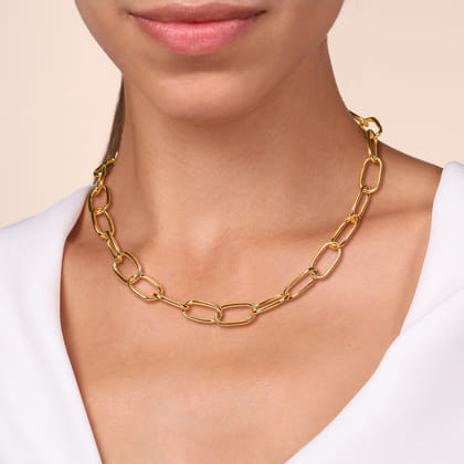 14K Yellow Gold Large Oval Link Chain Necklace