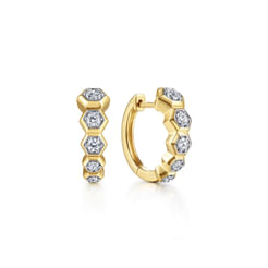 14K Yellow Gold Layered 10mm Diamond Huggies