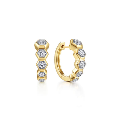 14K Yellow Gold Layered 10mm Diamond Huggies