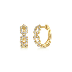 14K Yellow Gold Layered 10mm Diamond Huggies