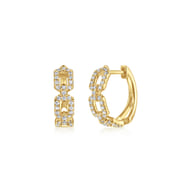14K Yellow Gold Layered 10mm Diamond Huggies