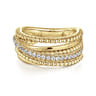 14K Yellow Gold Layered Bujukan Beaded Diamond Ring - 0.25 ct