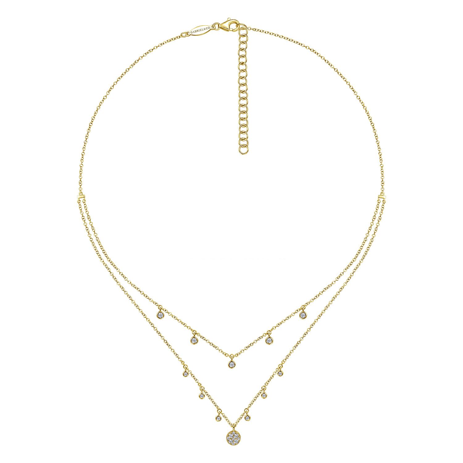 14K Yellow Gold Layered Diamond Charm Drop Necklace - 0.23 ct - Shot 2