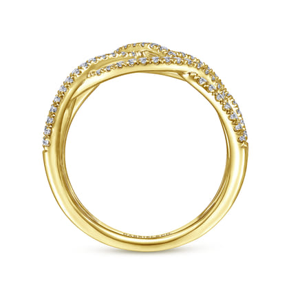 14K Yellow Gold Layered Grid Diamond Ring