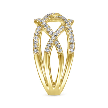 14K Yellow Gold Layered Grid Diamond Ring