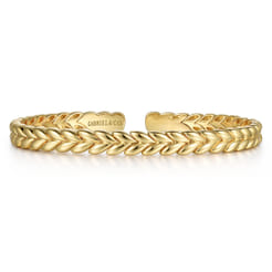 14K Yellow Gold Leaf Cuff Bracelet