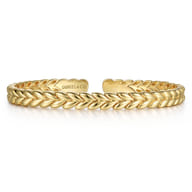 14K Yellow Gold Leaf Cuff Bracelet