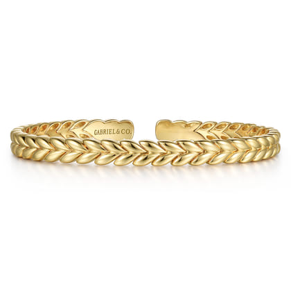 14K Yellow Gold Leaf Cuff Bracelet