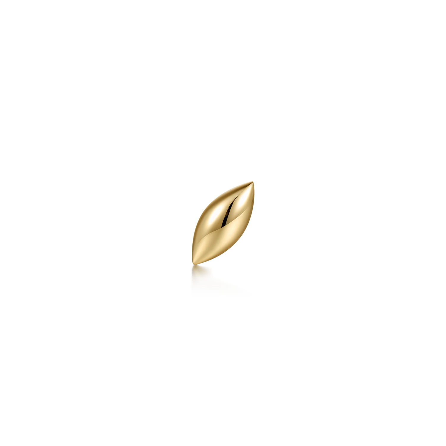 14K Yellow Gold Leaf Single Flatback Stud Earring - Shot 1