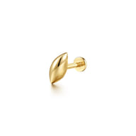 14K Yellow Gold Leaf Single Flatback Stud Earring