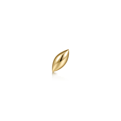 14K Yellow Gold Leaf Single Flatback Stud Earring