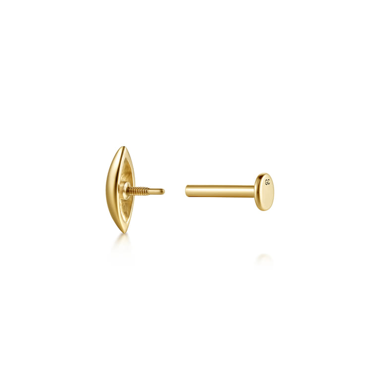 14K Yellow Gold Leaf Single Flatback Stud Earring - Shot 3