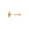 14K Yellow Gold Leaf Single Flatback Stud Earring