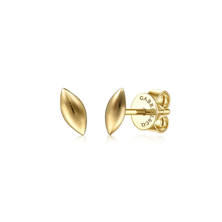14K Yellow Gold Leaf Stud Earrings - Shot 1