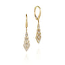 14K Yellow Gold Leverback Graduating Diamond Chevron Drop Earrings - 0.25 ct