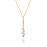 14K Yellow Gold Linear Diamond Cluster Drop Pendant Necklace - 0.8 ct
