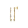 14K Yellow Gold Linear Diamond Drop Stud Earrings - 0.41 ct