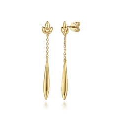 14K Yellow Gold Linear Drop Earrings