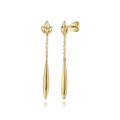 14K Yellow Gold Linear Drop Earrings