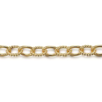 14K Yellow Gold Link Bracelet 7mm-Bujukan