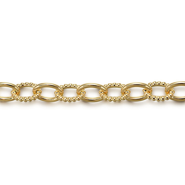 14K Yellow Gold Link Bracelet 7mm-Bujukan - Shot 2