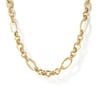 14K Yellow Gold Link Chain Necklace with Oval Stations