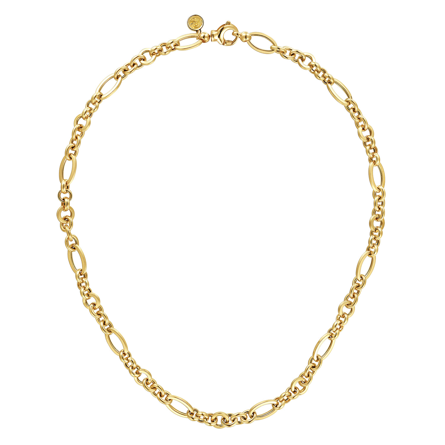 14K Yellow Gold Link Chain Necklace with Oval Stations - Shot 2