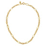 14K Yellow Gold Link Chain Necklace with Oval Stations