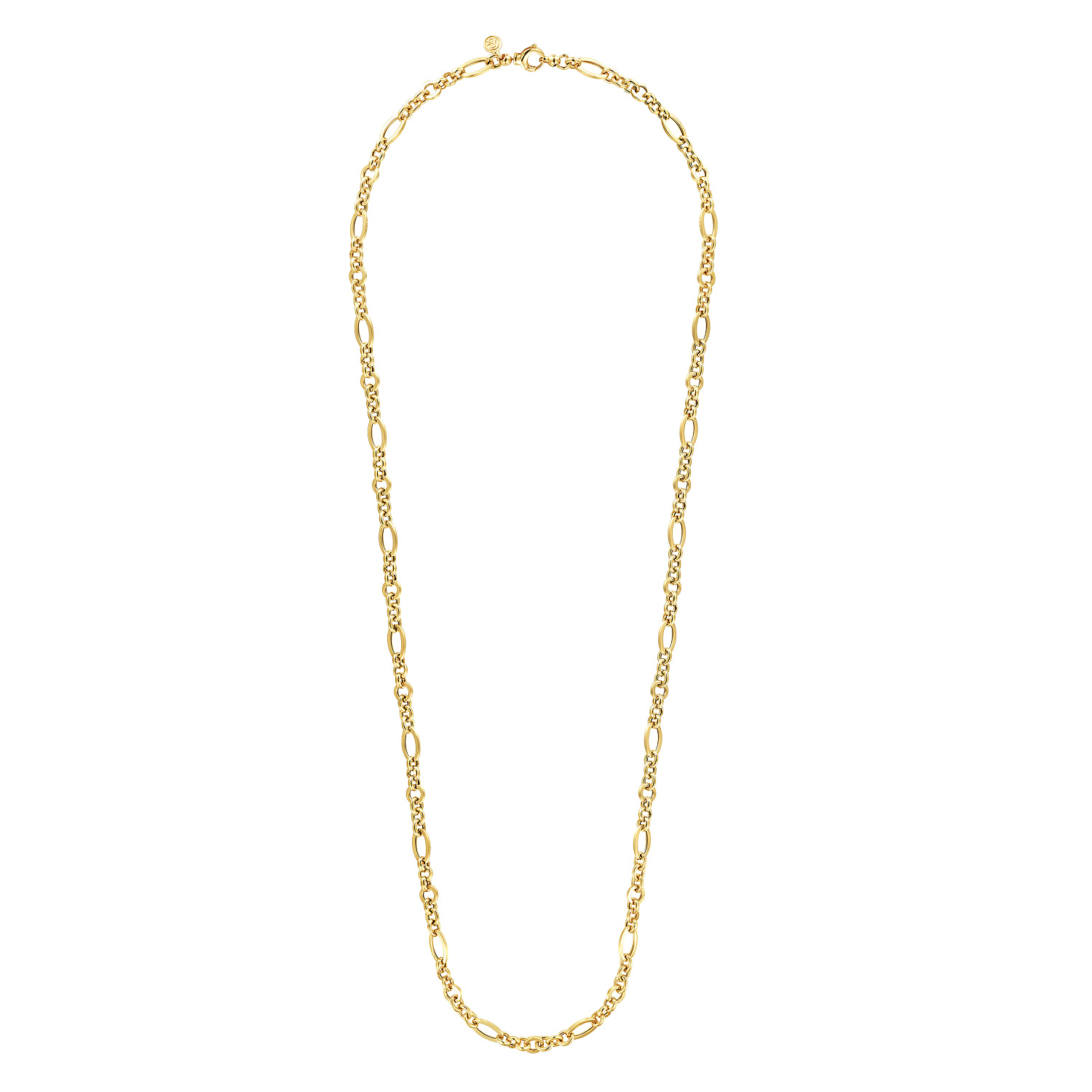14K Yellow Gold Link Chain Necklace with Oval Stations - Shot 2