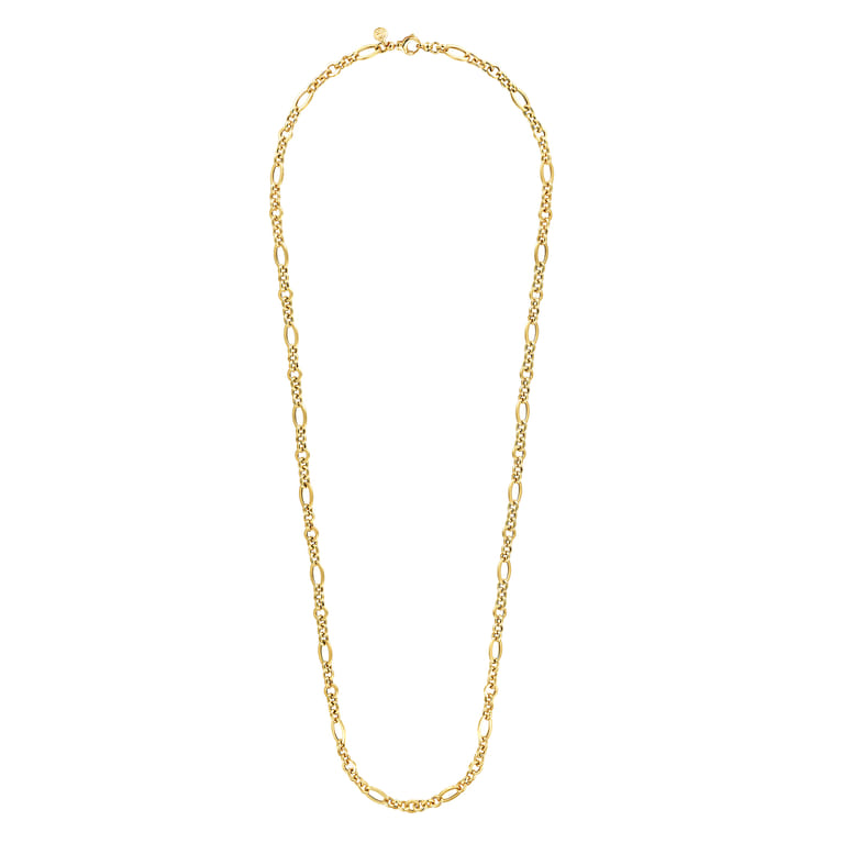 14K Yellow Gold Link Chain Necklace with Oval Stations - Shot 2