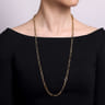 14K Yellow Gold Link Chain Necklace with Oval Stations